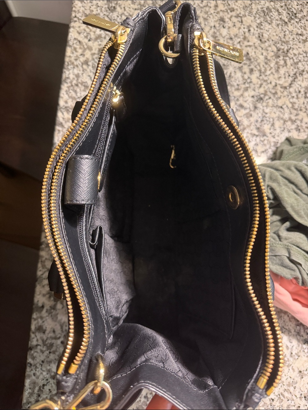 Michael Kors Black Leather Crossbody Satchel with Gold Accents - Picture 4 of 4
